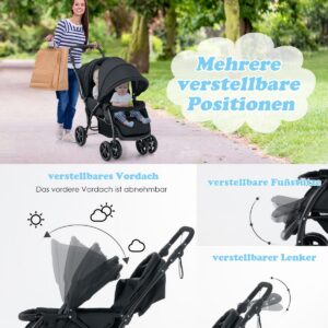 Kaaslaste topeltvanker reguleeritava seljatoe ja varjuga