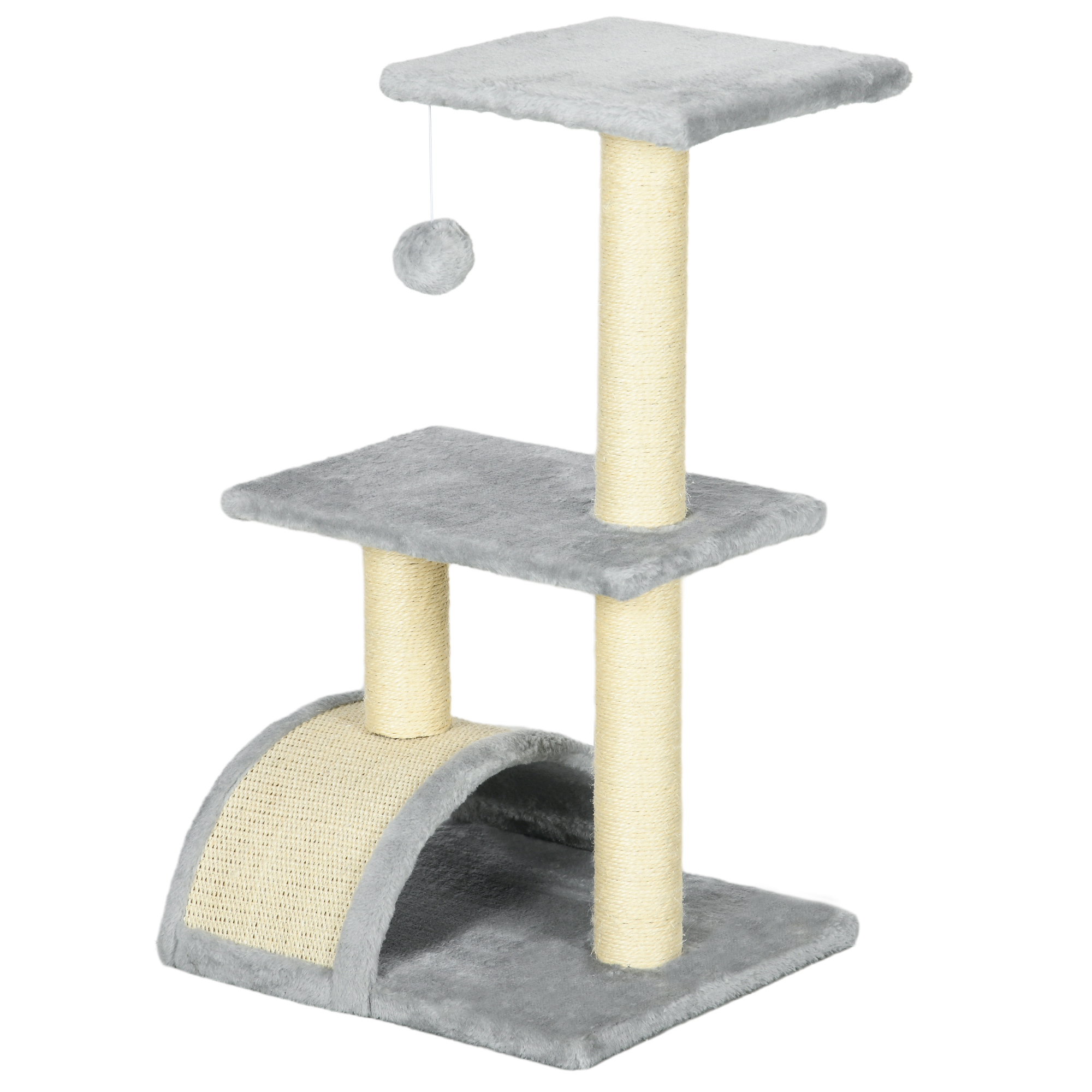 Kissan kiipeilypuu 72 cm, vaaleanharmaa, MDF, sisal