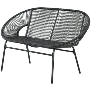Rotango sodo sofa, juoda, 132 x 72 x 83 cm