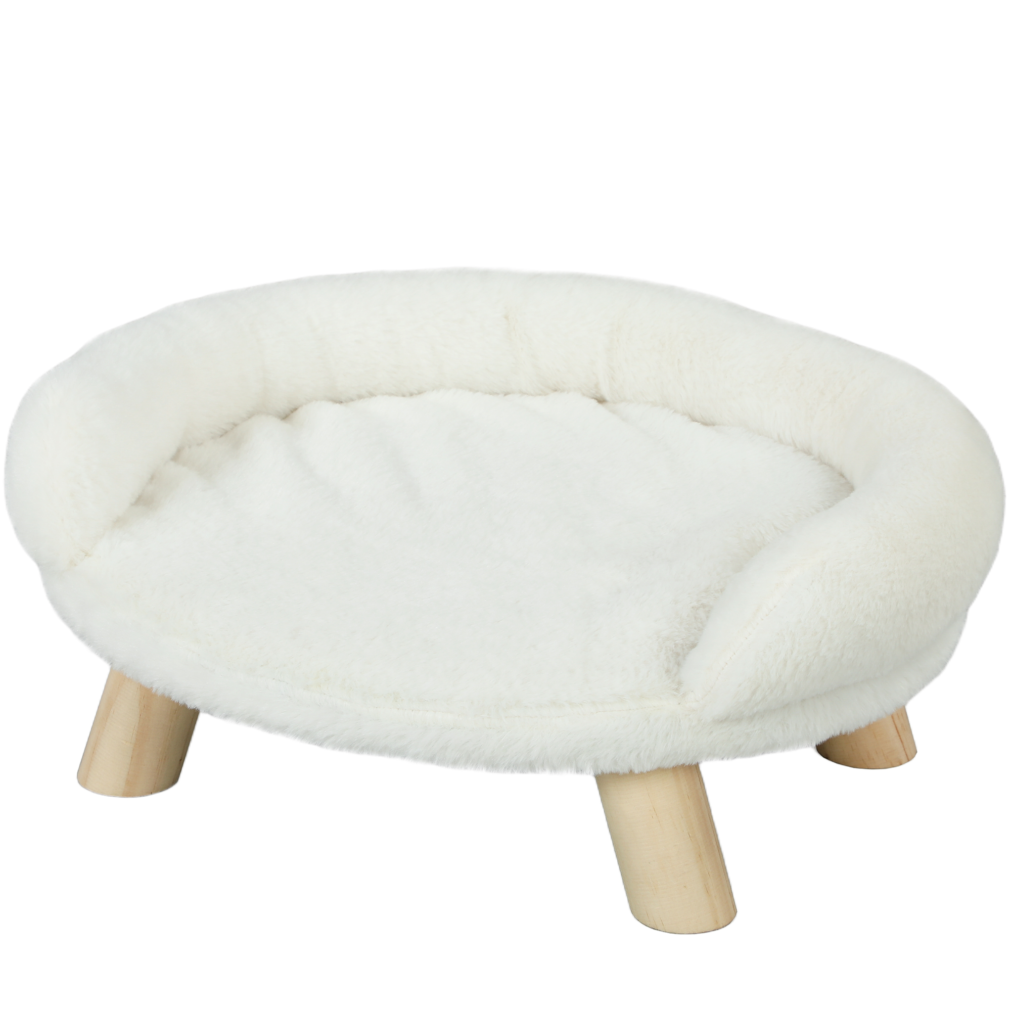 Lemmiklooma voodi kassidele ja koertele kuni 5 kg / 30 cm, pestav plüüsikate, kreemvalge, 47 x 40 x 20 cm