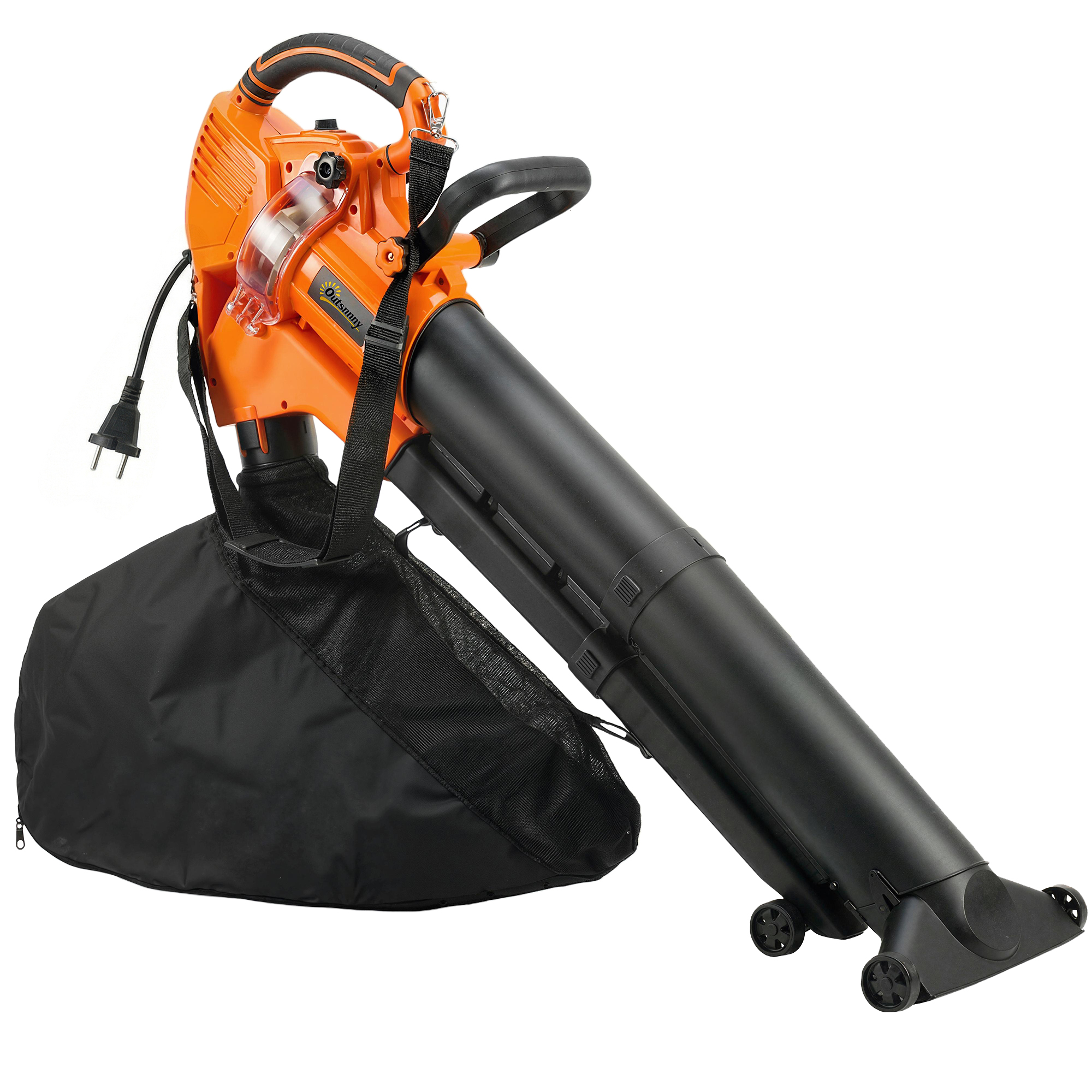 Sähkökäyttöinen lehti-imuri-puhallin, 3000 W, 40 l, oranssi, 121,5 x 31 x 48 cm