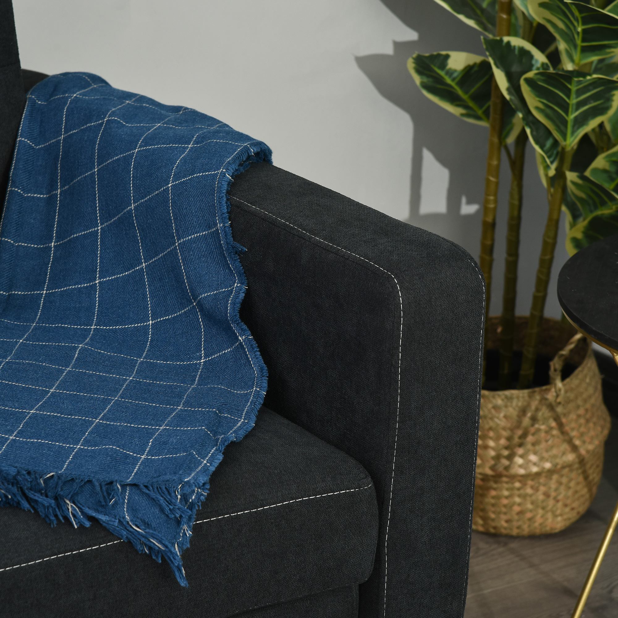 2 vietų sofa-lova su reguliuojamu atlošu, juoda, 155 x 90 x 88,5 cm - Image 8