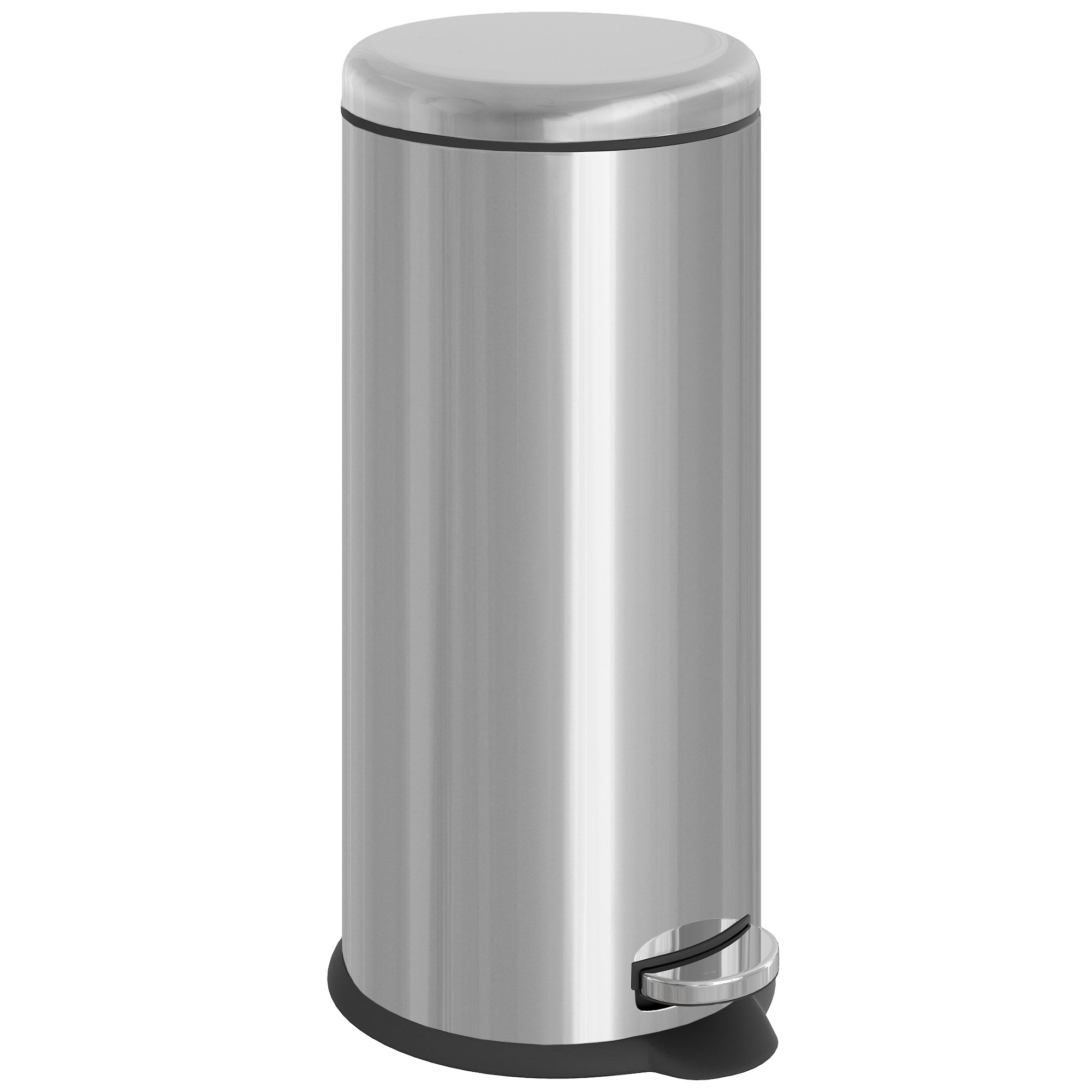 30 l poljettava roskakori, hopea, Ø29,2 x 62,9 cm, ruostumaton teräs