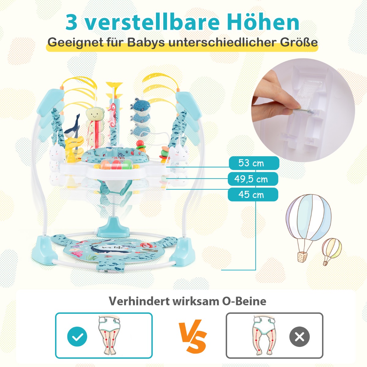 Vauva Aktiviteettikeskus Säädettävä Korkeus Sininen - Image 4