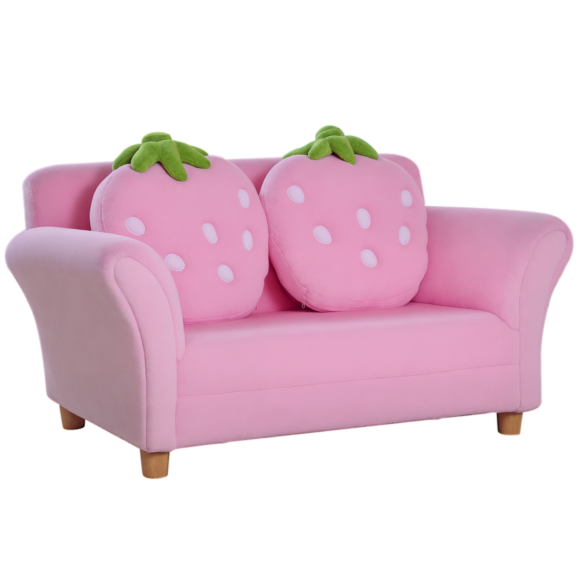 Bērnu sofa ar zemeņu dizainu, rozā, 90 x 53 x 48 cm