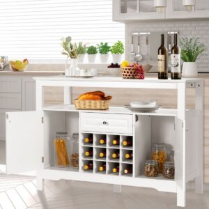 Valkoinen Buffet-kaappi Viinikaapilla ja Laatikoilla 116x40,6x82,5 cm