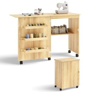 Kokkupandav arvutilaud ja kapp 2in1, MDF, naturaalne