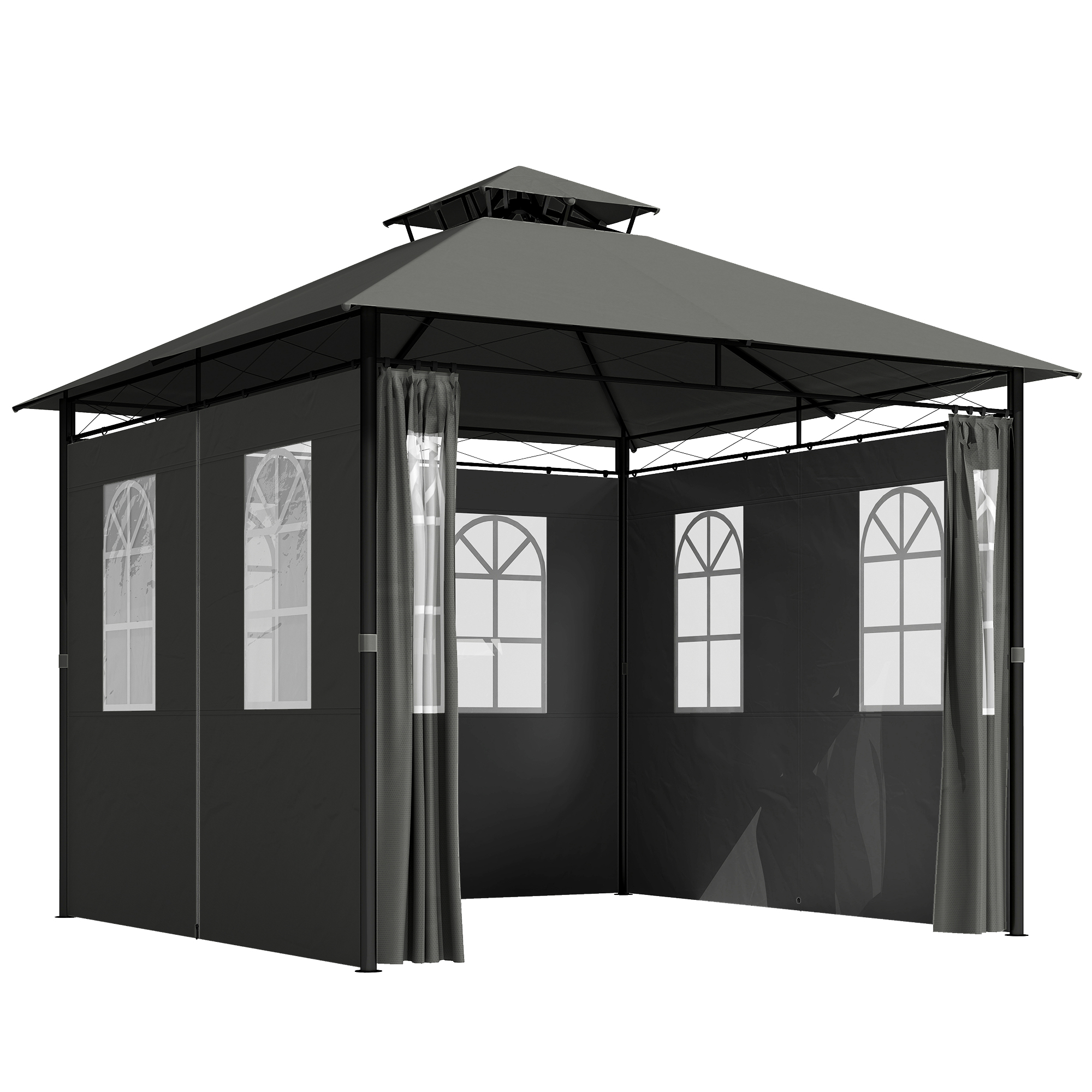 Pavillon ballīšu telts, 3 x 3 x 2,88 m, tumši pelēka