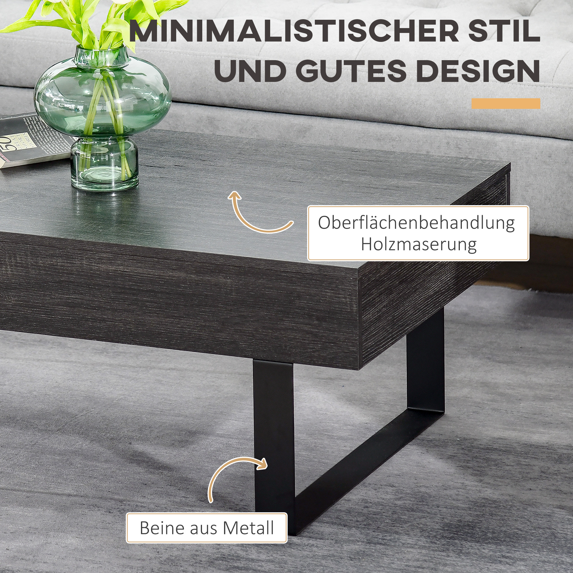 Kohvilaud sahtliga, tumehall, 110 x 60 x 40 cm - Image 4