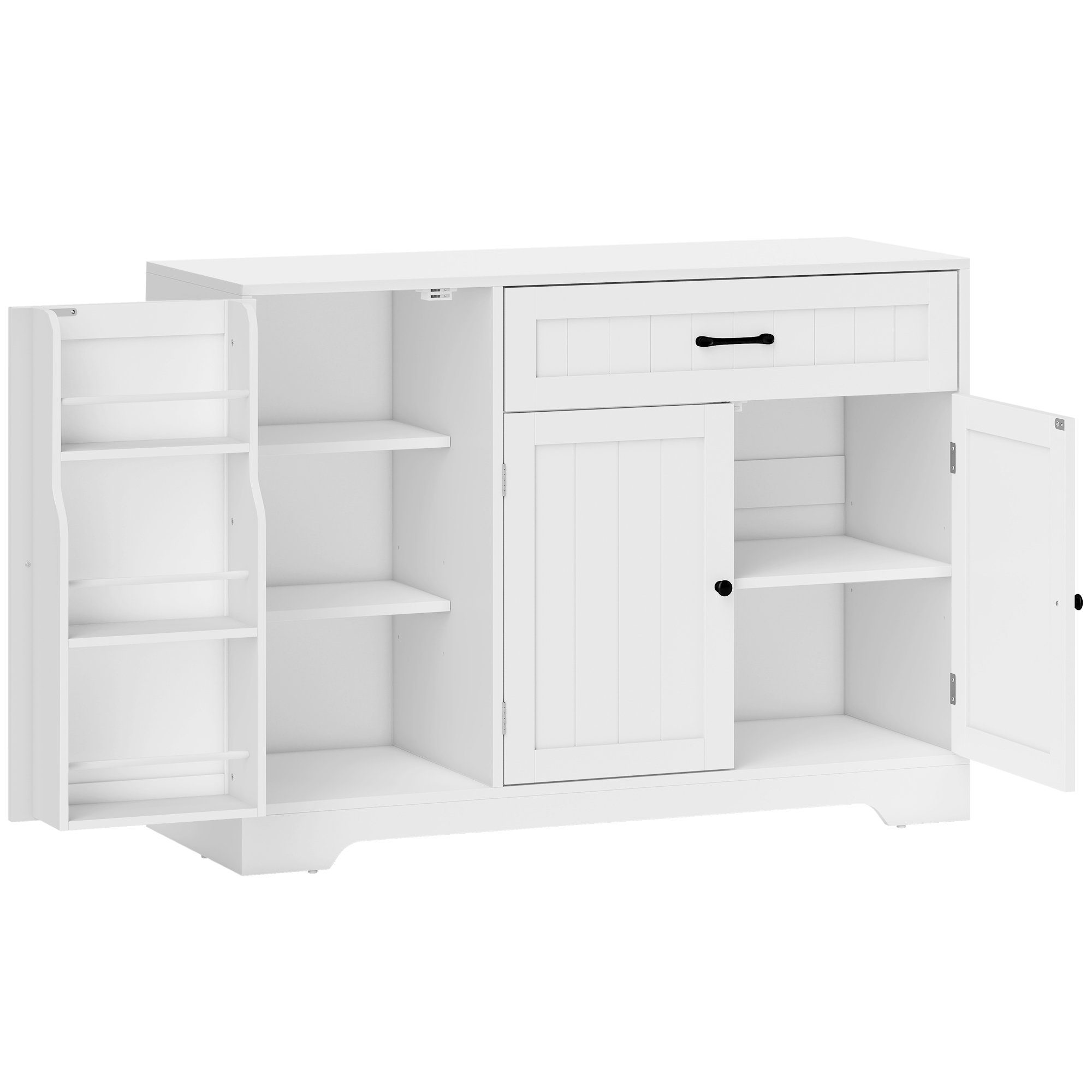 Keittiösideboard vetolaatikolla, säädettävät hyllyt, valkoinen, 110 x 40 x 80 cm
