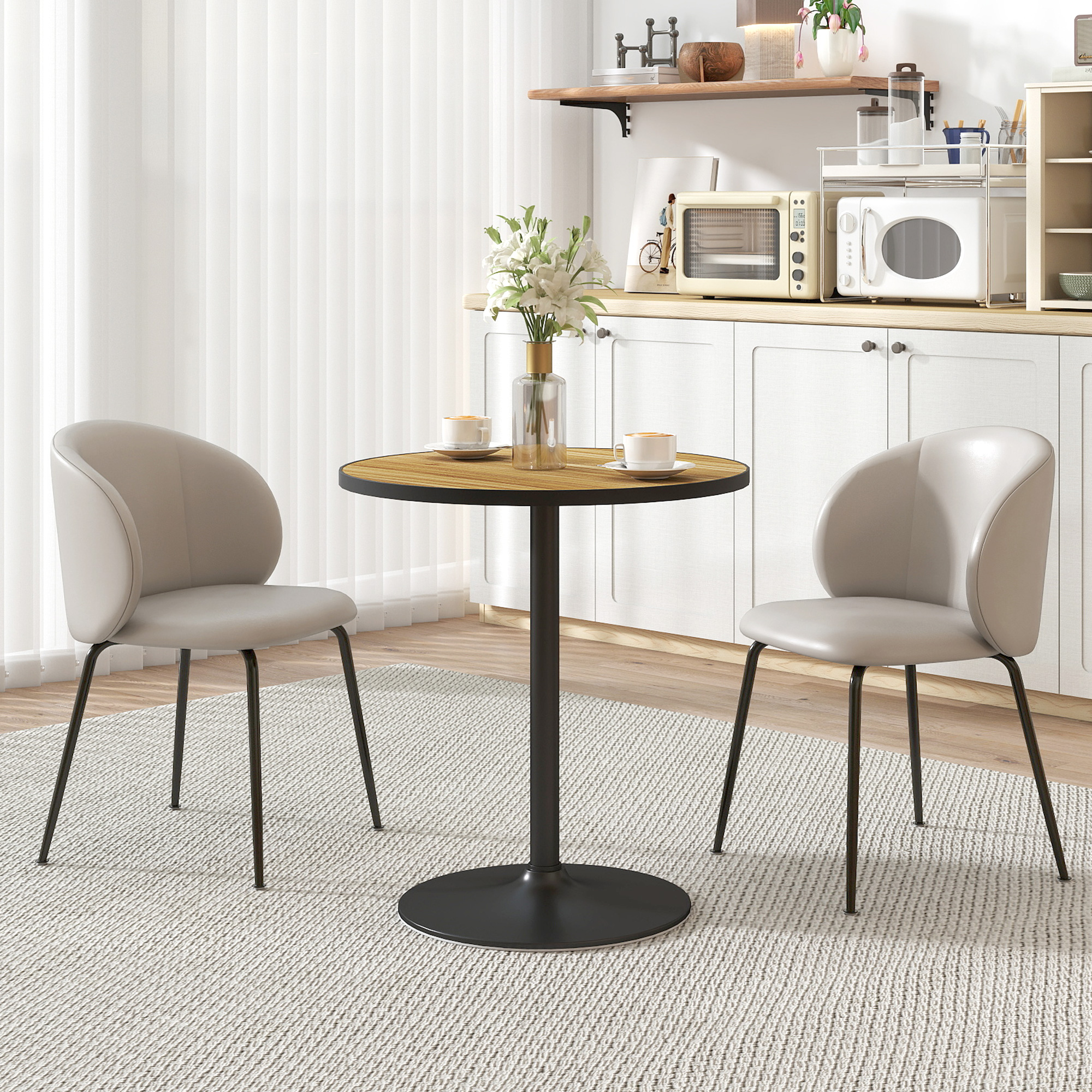 Apaļš ēdamgalds, ozolkoka izskats, 70 cm, 2–4 personām - Image 2