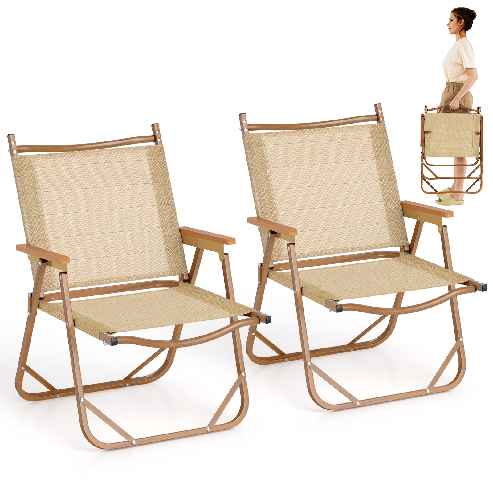 2 gab. saliekami viegli kempinga krēsli ar alumīnija rāmi