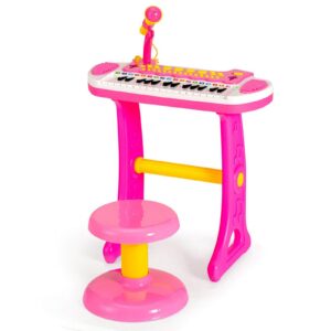 31 klavišų vaikų pianinas su mikrofonu, rožinis