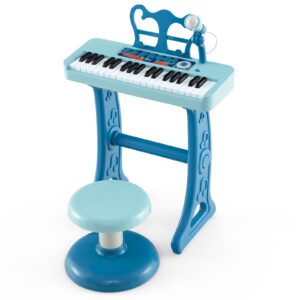 Lasten pianokoskettimisto 37 näppäintä mikrofonilla, sininen