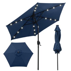 230 cm terrassi päikesevari LED päikesepaneeliga tumesinine