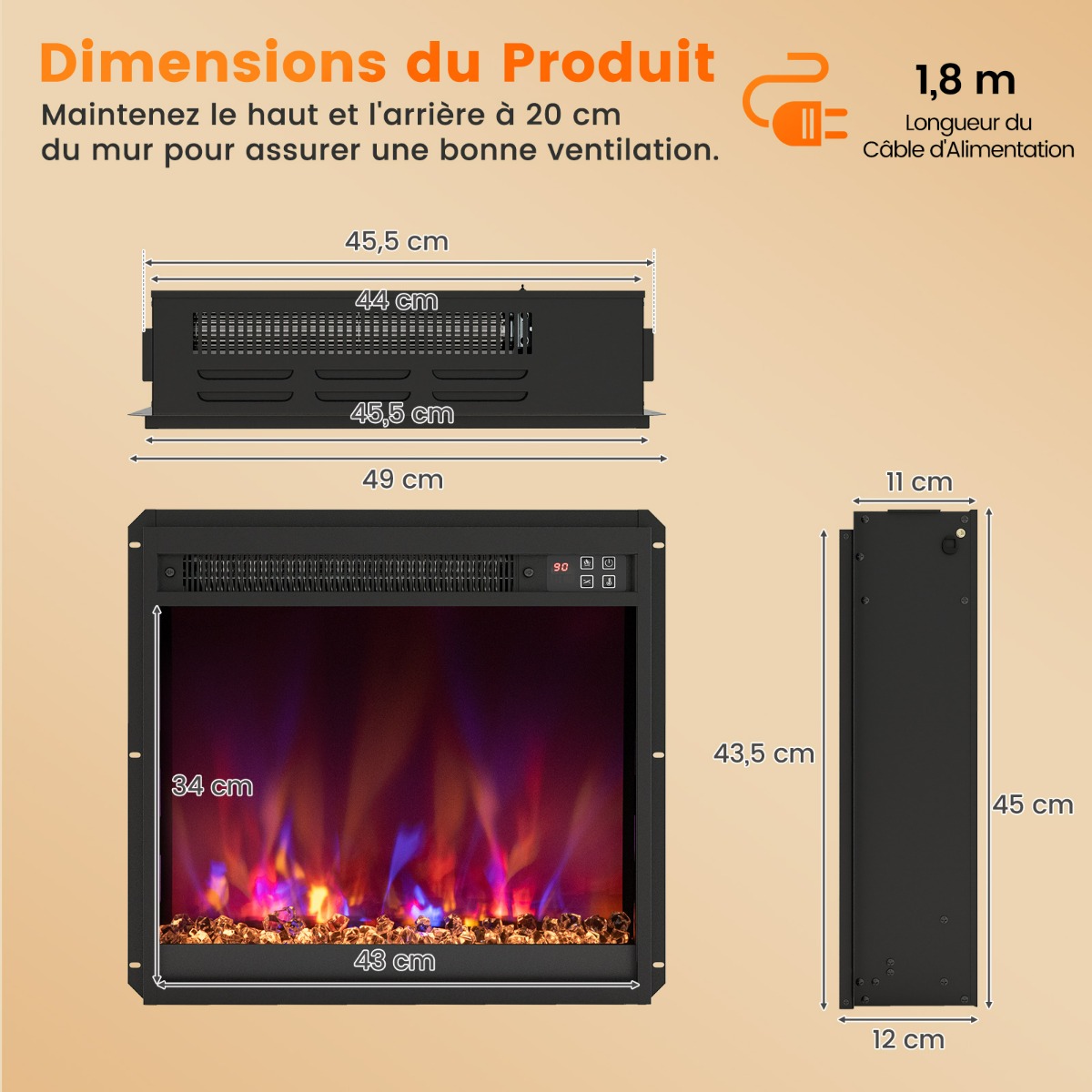 18" elektrinė židinys 1500W - Image 4