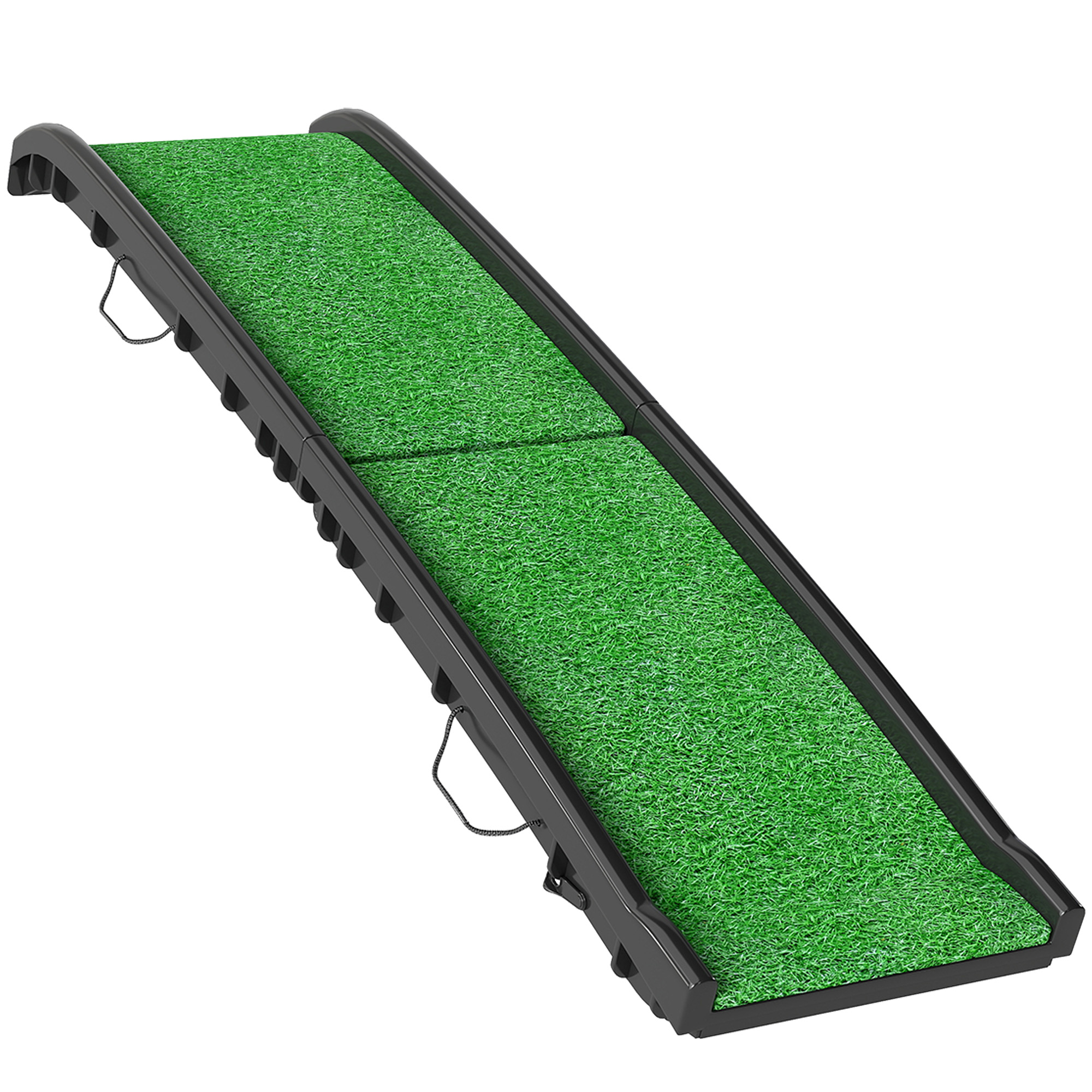 Kokoontaitettava koiran ramppi autoon, liukumaton, 155 x 38,5 x 15,5 cm, musta ja vihreä