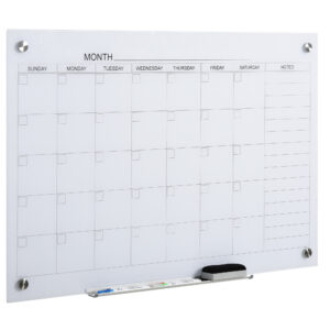 Stiklist kalendritahvel, valge, 90 x 60 cm, 6-osaline komplekt