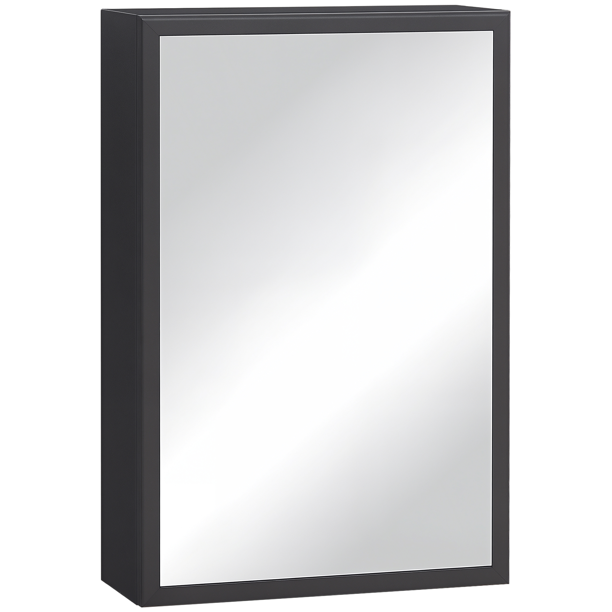 Peegelkapp, 3 riiulit, pehmed hinged, teraskorpus, must, 40 x 15 x 60 cm