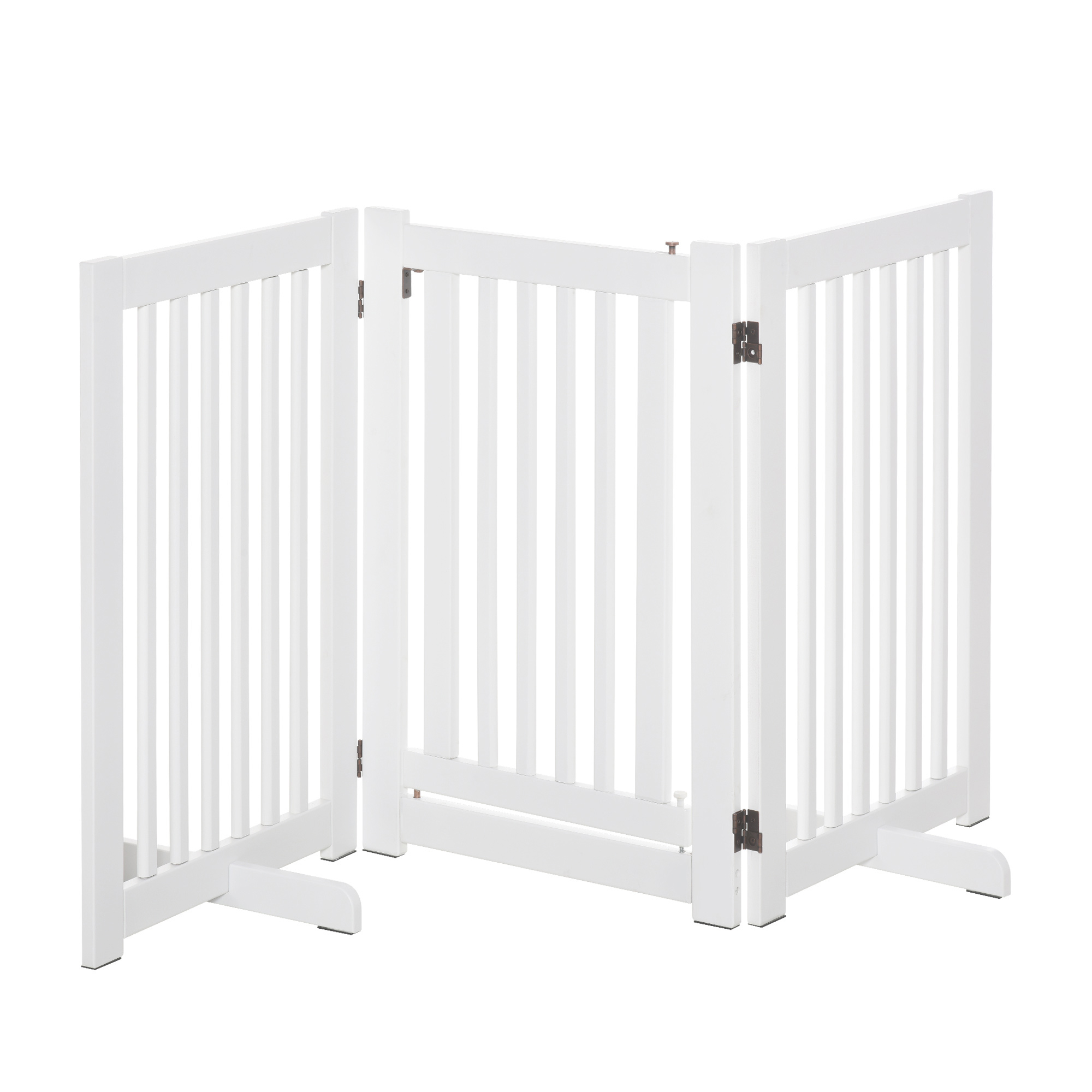 Vabalt seisev koeravärav, 155 x 76 cm, valge, MDF, 3 paneeli