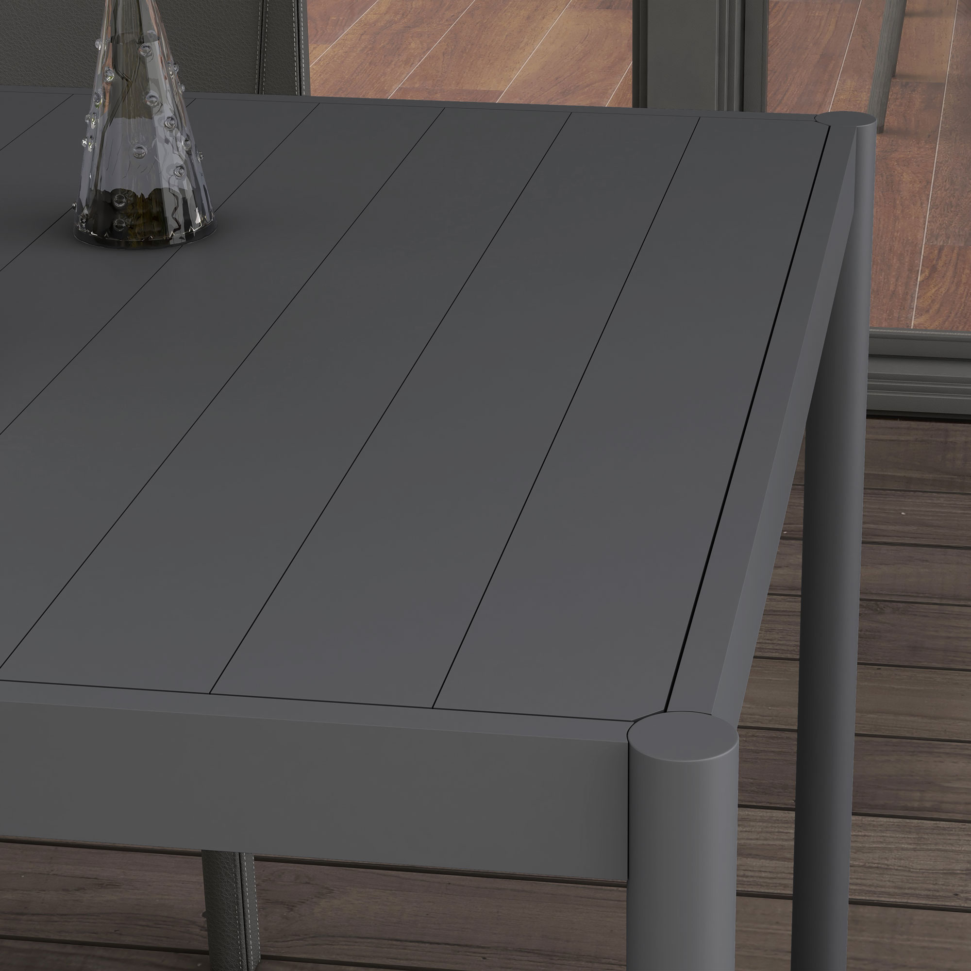 Lauko valgomojo stalas, tamsiai pilkas, aliuminis, 145 x 90 x 74 cm - Image 7