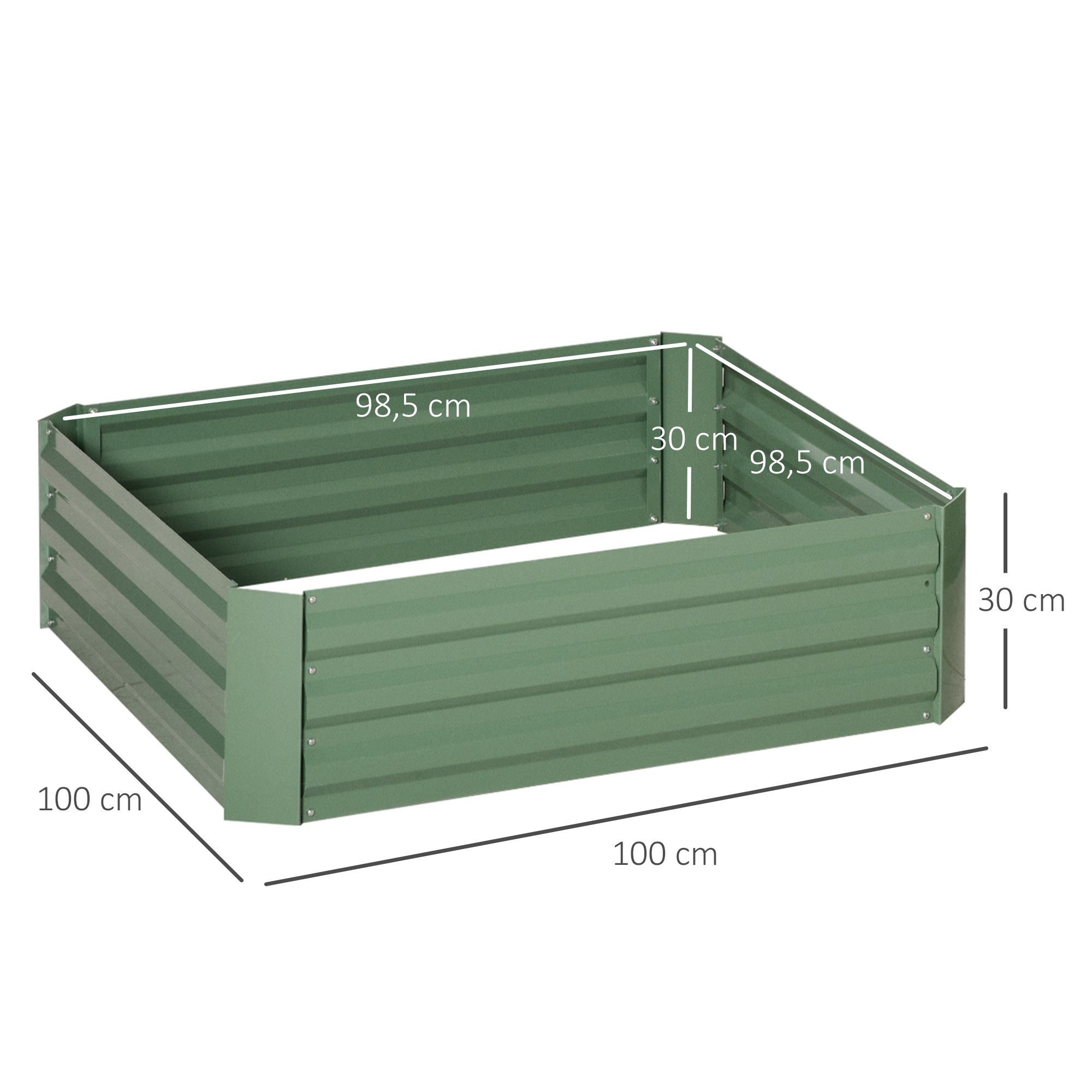 2-osainen kohopenkkisarja, vihreä, 100 x 100 x 30 cm, galvanoitu teräs - Image 3