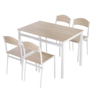 5-osaline söögitoakomplekt, söögilaud 4 tooliga, helehall ja valge, 100 x 63 x 76,5 cm