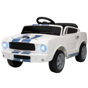 Laste elektriauto Ford Shelby GT 350, 12V, valge, 97 x 51,5 x 46,5 cm