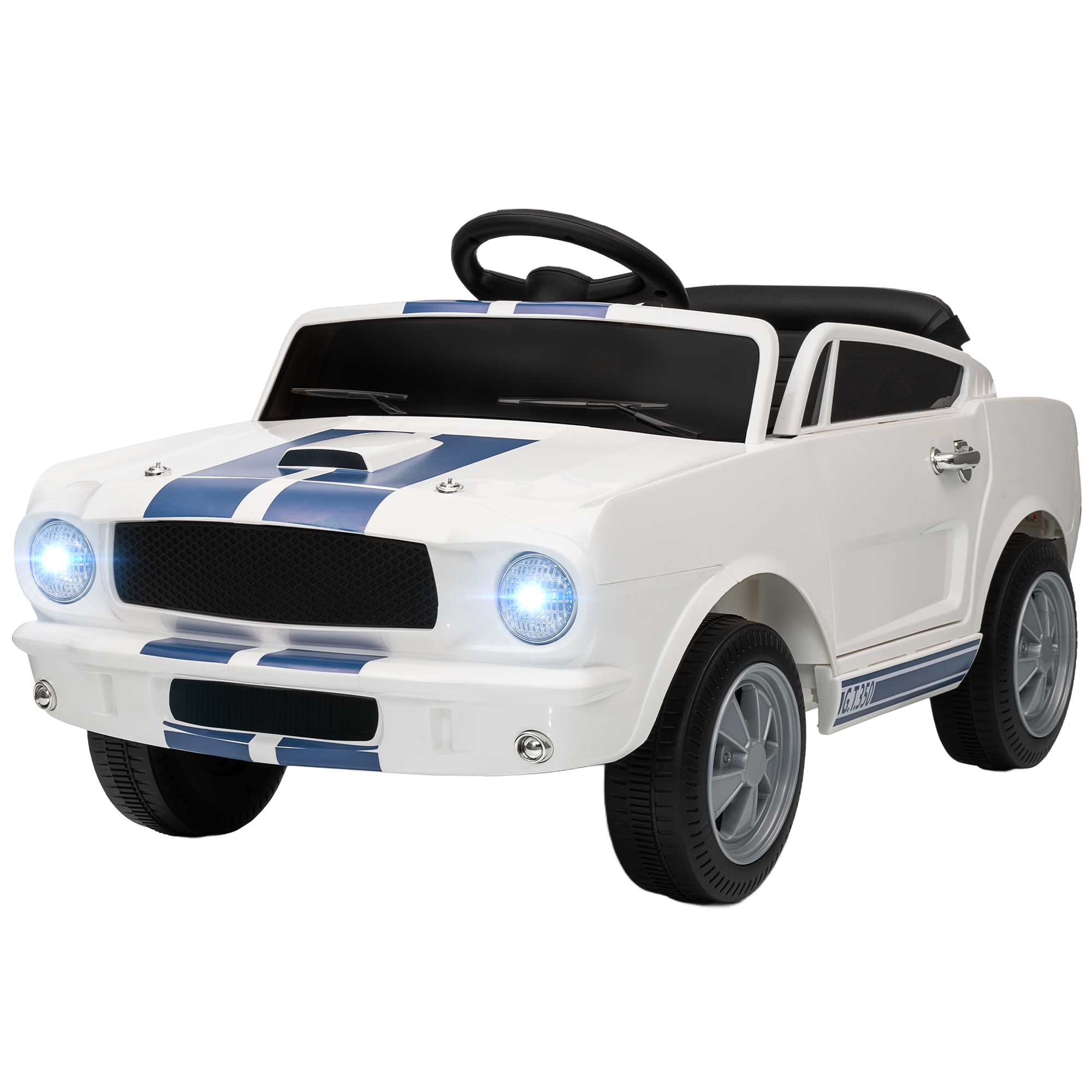 Laste elektriauto Ford Shelby GT 350, 12V, valge, 97 x 51,5 x 46,5 cm