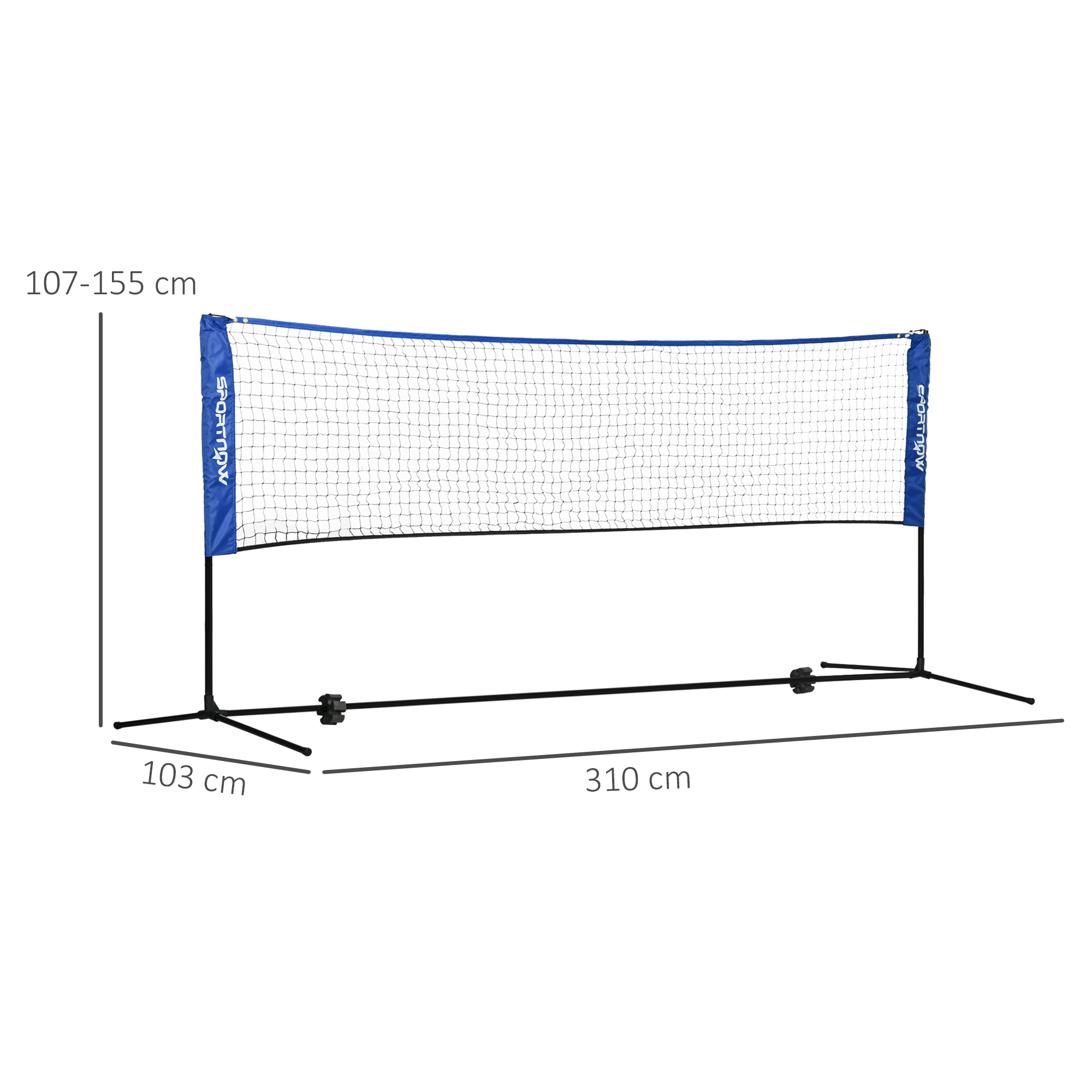 Kannettava sulkapalliverkko, korkeussäädettävä, taitettava, kantolaukulla, 3,10 m, musta/sininen - Image 3