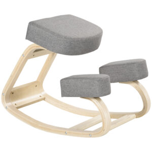 Ergonominė kėdė su atrama keliams, pilka, biržės mediena, 120 kg