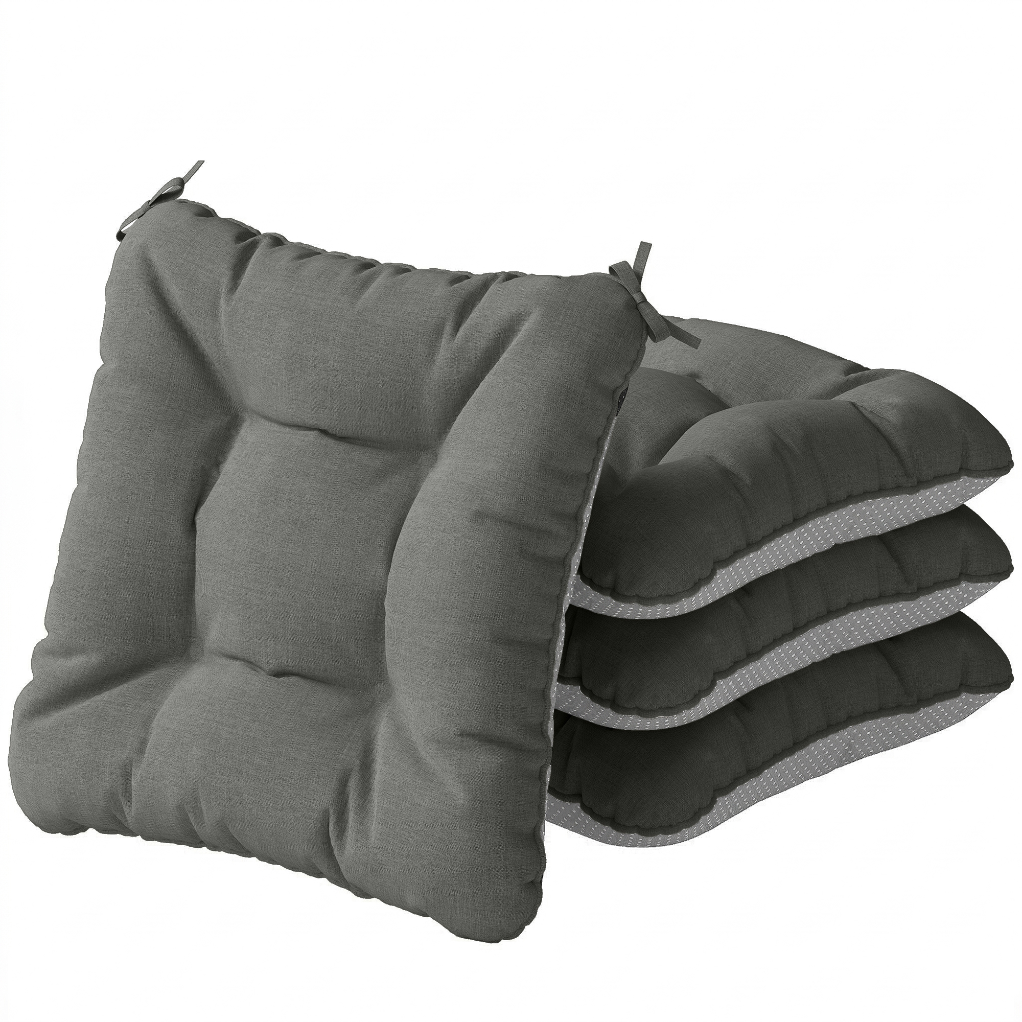 4 istmepadja komplekt, 39,5 x 39,5 x 10 cm, tumehall / helehall