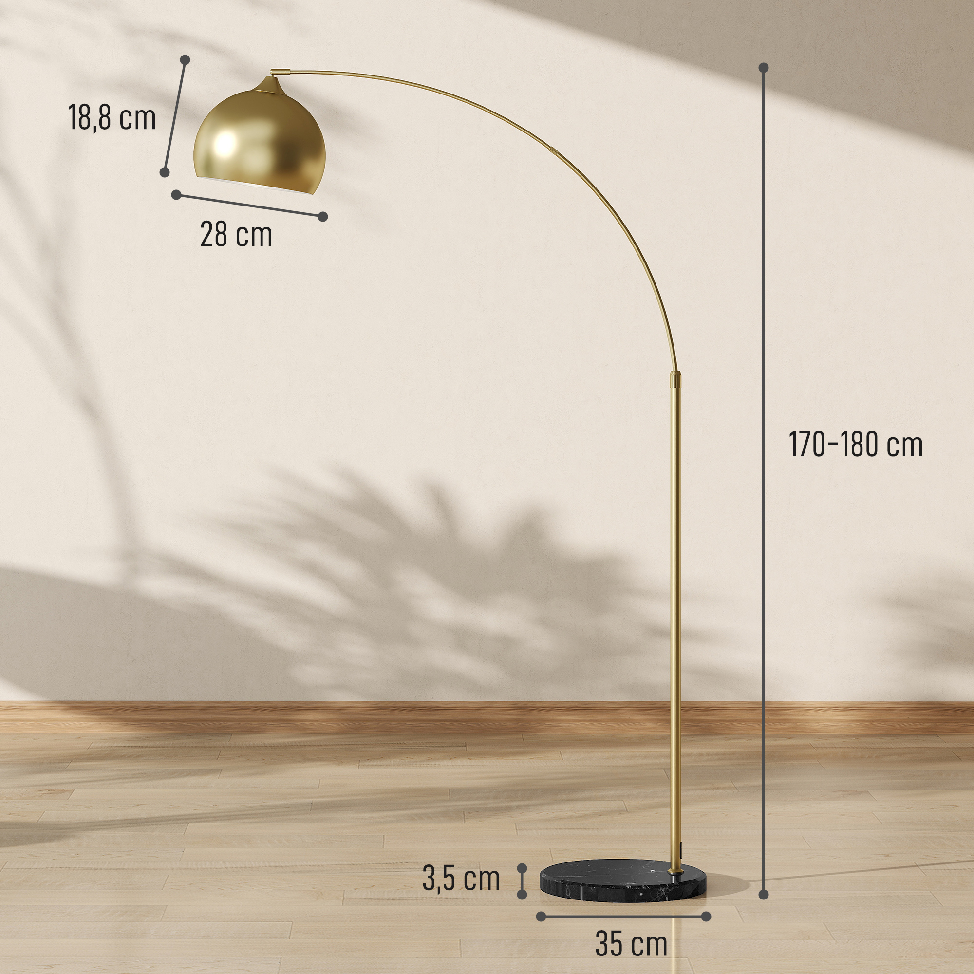 Kaarlamp, kuldne/must, 170-180 cm - Image 3