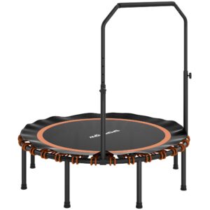 Fitnesso batutas su reguliuojamu turėklu, oranžinis, Ø122 cm