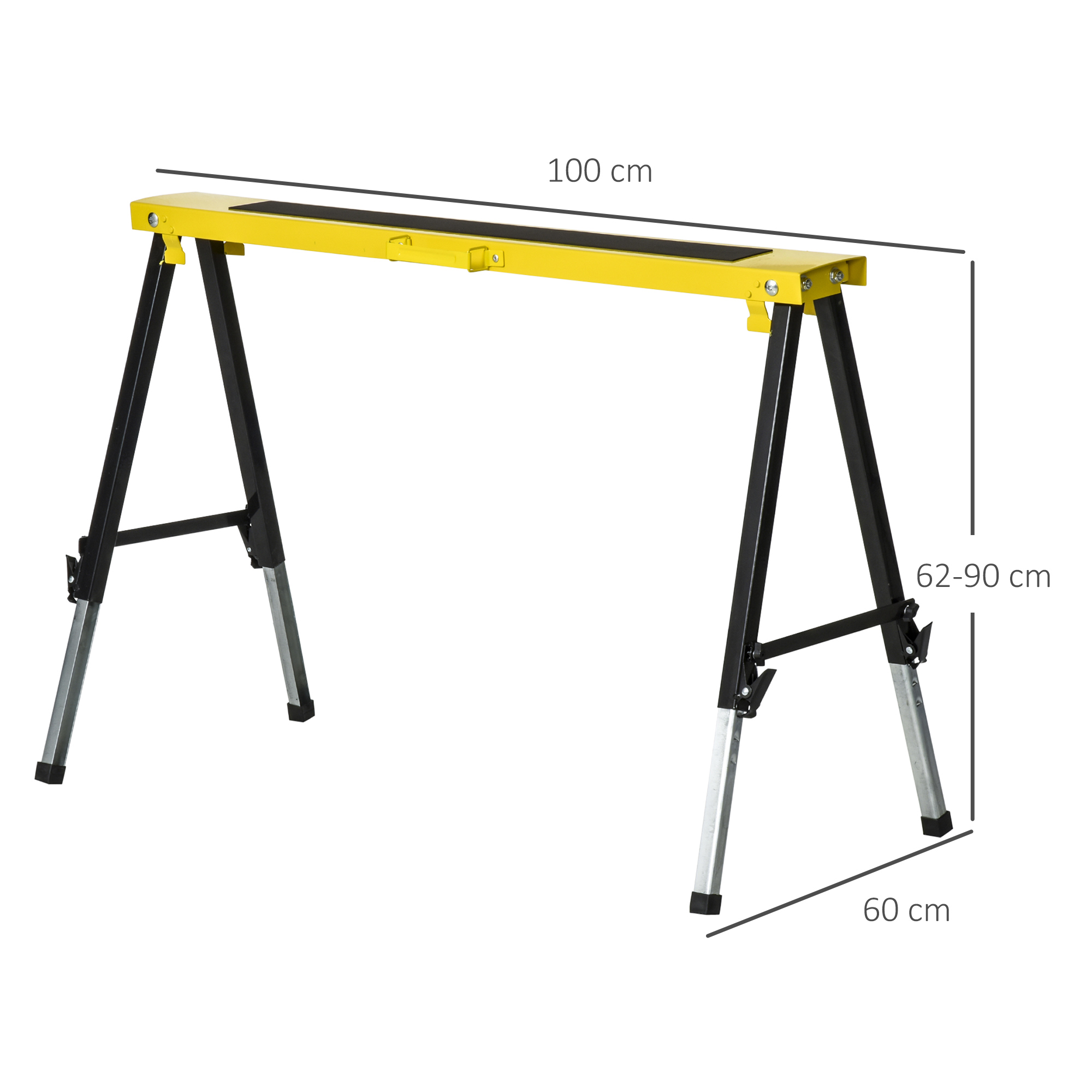 2 vnt. sulankstomų pjovimo ožių rinkinys, plienas, geltona/juoda, 100 x 49 x 62-90 cm, 100 kg - Image 3