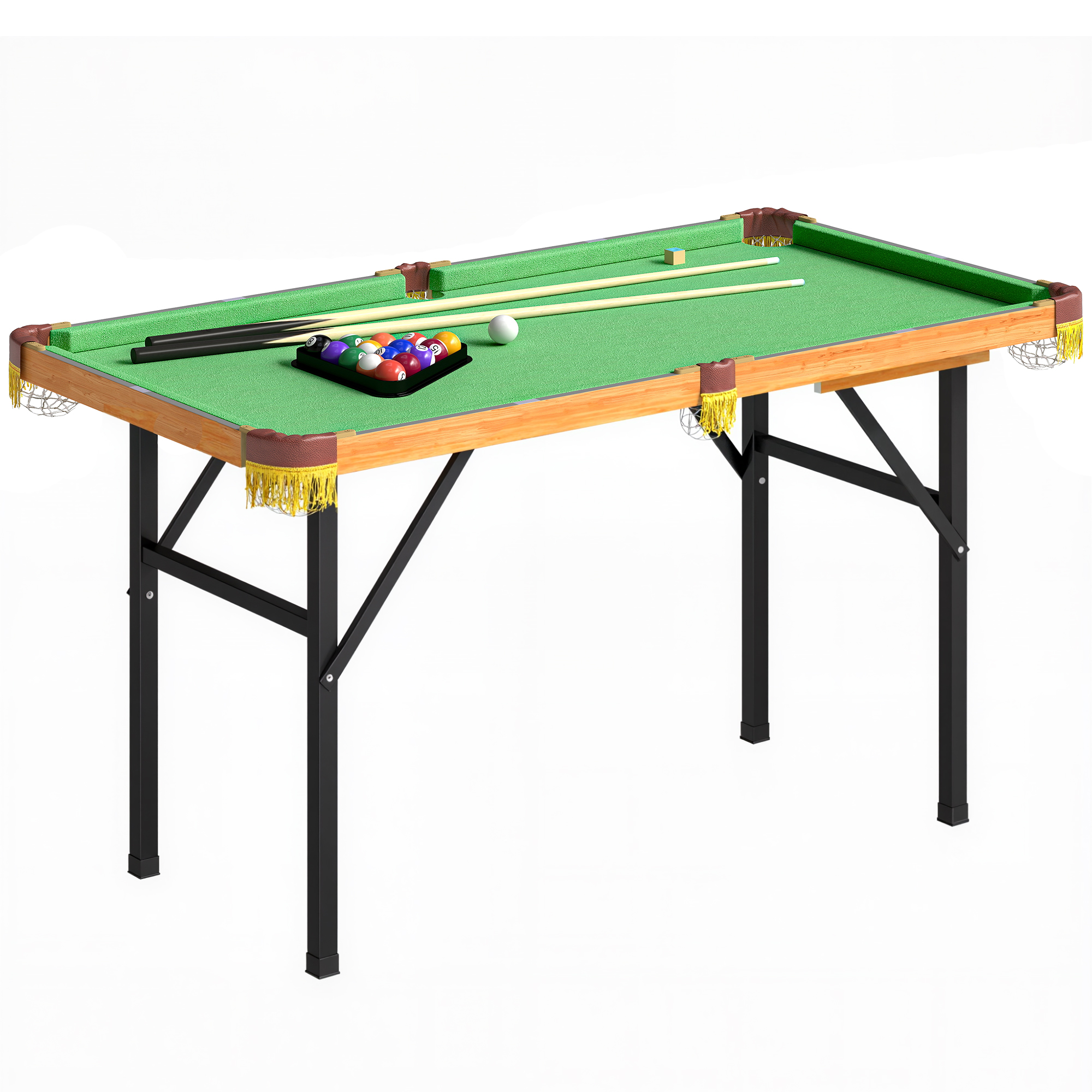 Kokkupandav piljardilaud 2 kii ja 16 kuuliga, 120 x 63 x 73,5 cm, roheline