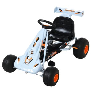 Pedalgokart käsipiduriga, reguleeritava istmega, hele sinine, 97 x 66 x 59 cm