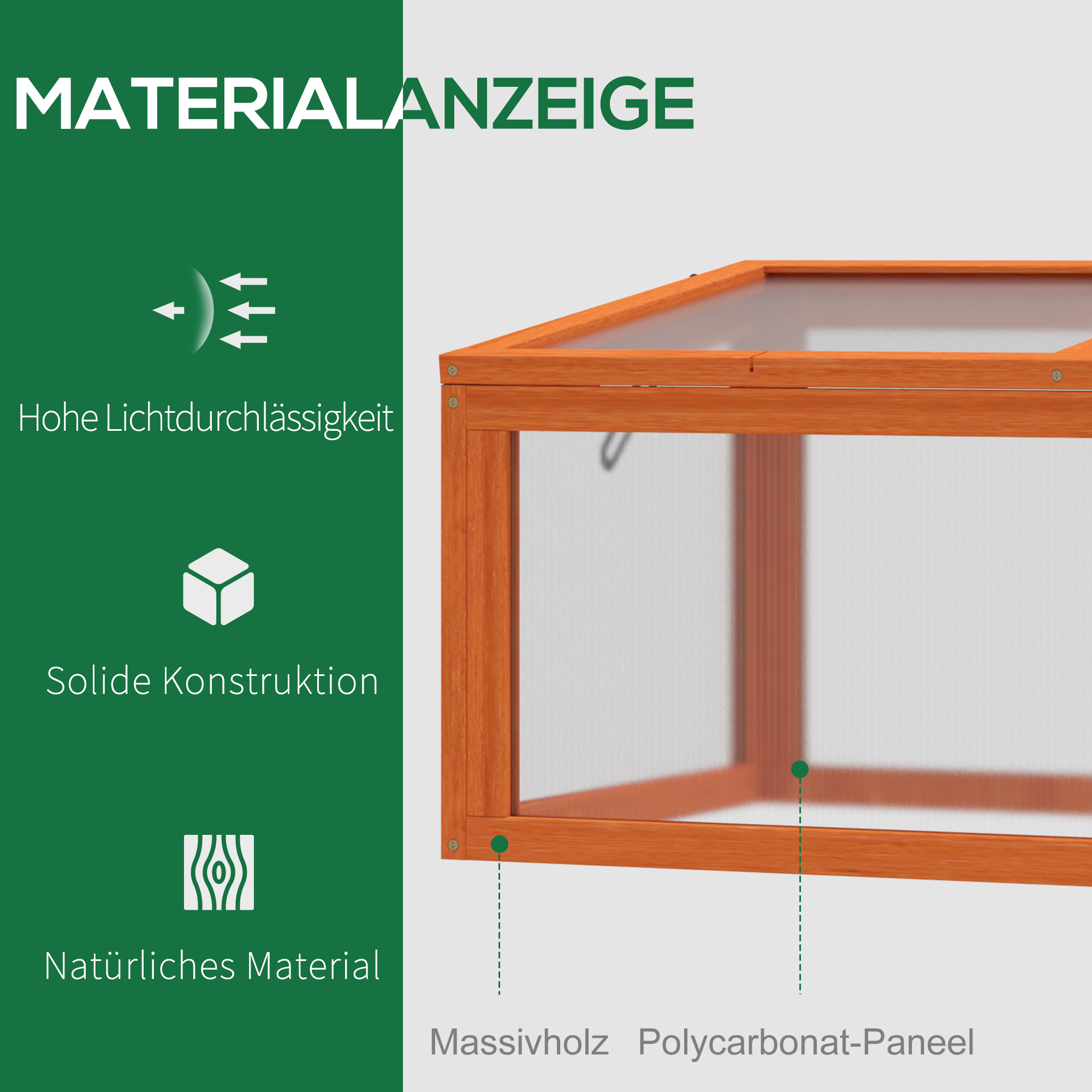 Kasvatuslaatikko puusta ja polykarbonaatista, oranssi, 90 x 46 x 40 cm - Image 4