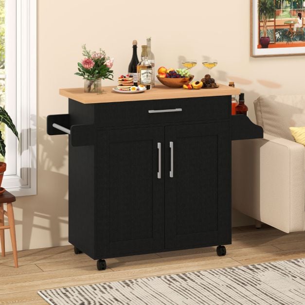Virtuvės sala su sandėliavimo vieta ir reguliuojama lentyna, juoda - Image 2