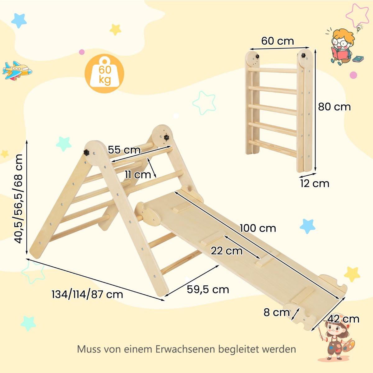 3-in-1 kolmion muotoinen kiipeilyteline