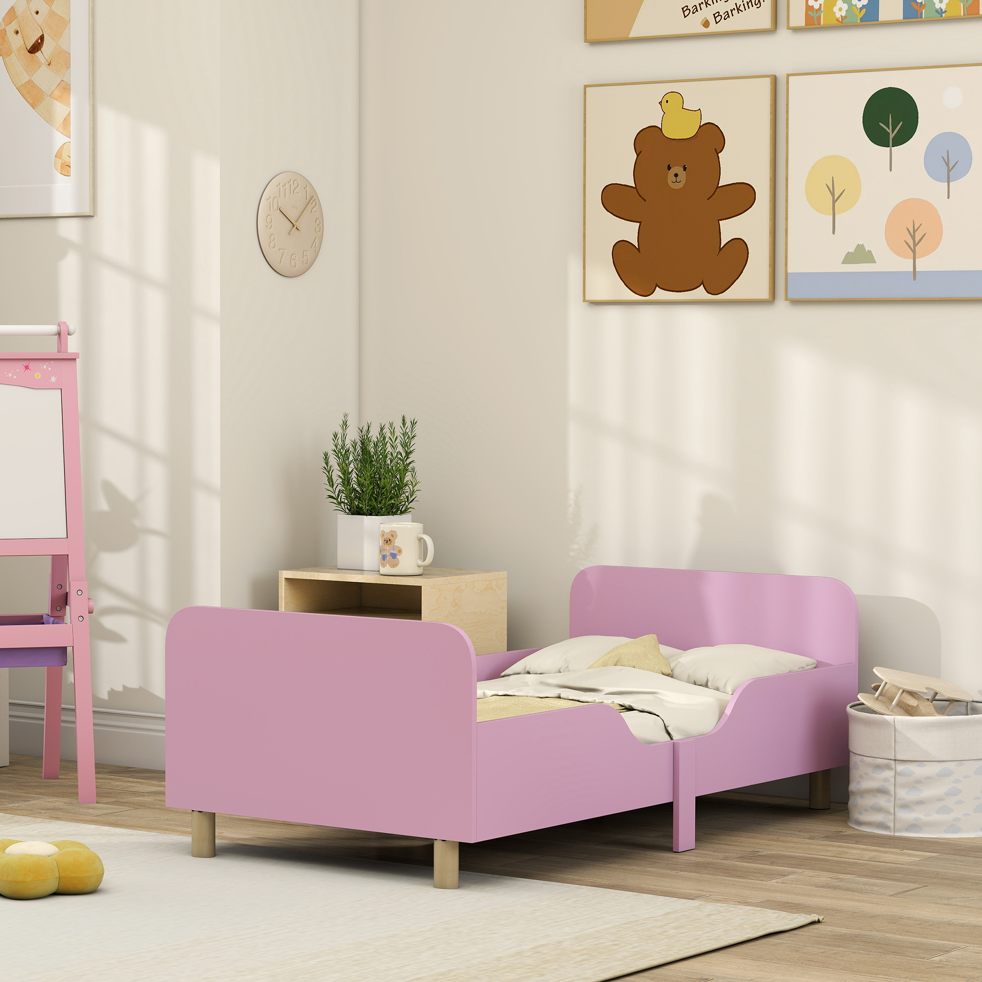 Laste voodiraam, roosa, MDF, 143,5 x 74,2 x 50 cm