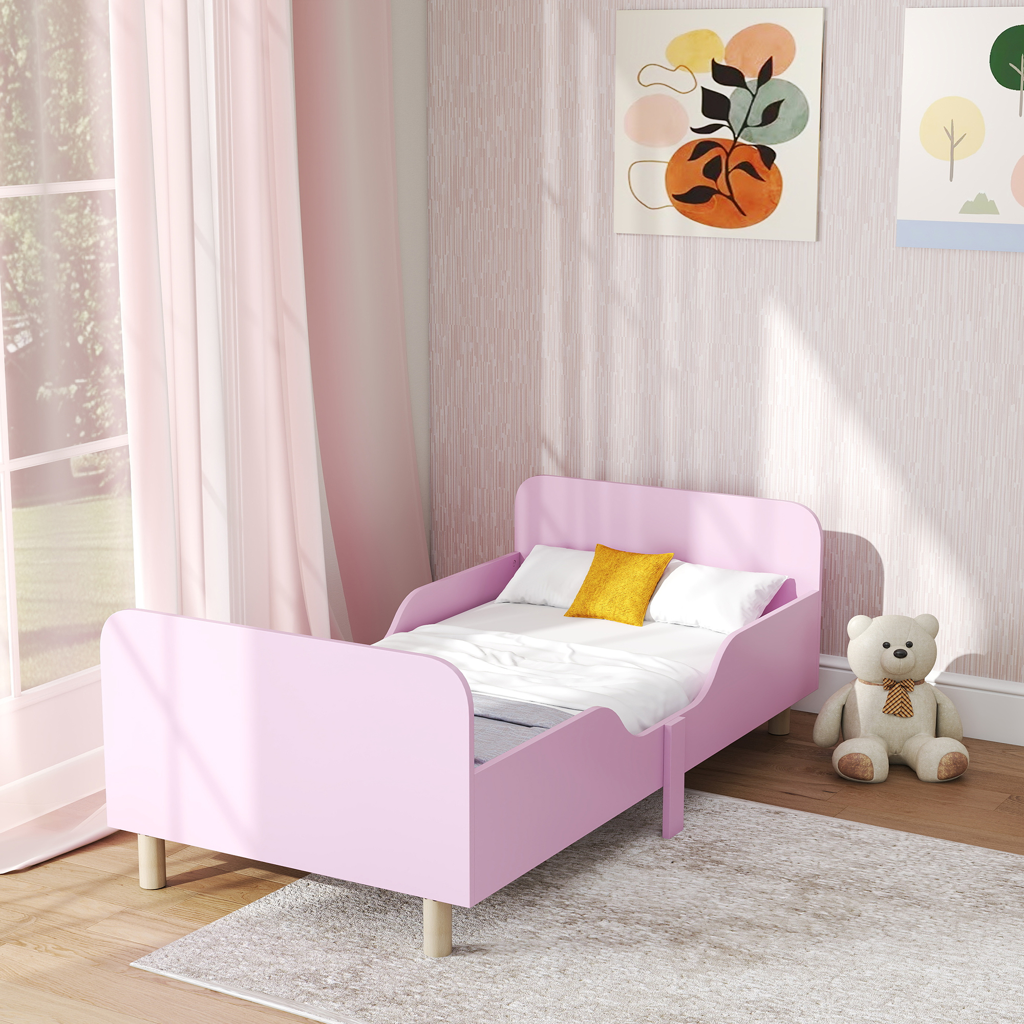 Laste voodiraam, roosa, MDF, 143,5 x 74,2 x 50 cm