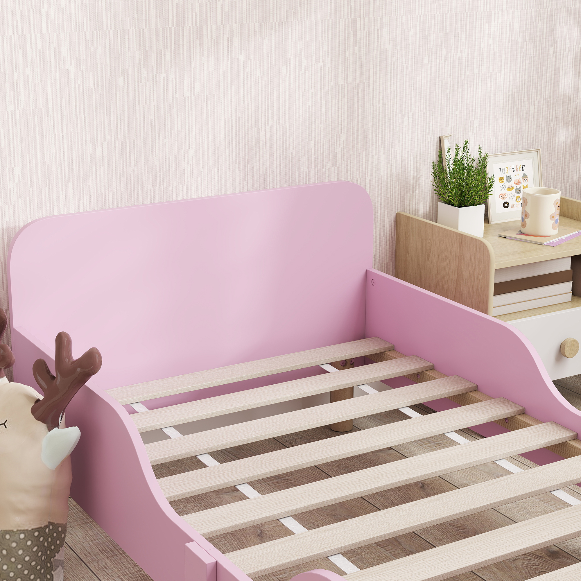 Laste voodiraam, roosa, MDF, 143,5 x 74,2 x 50 cm