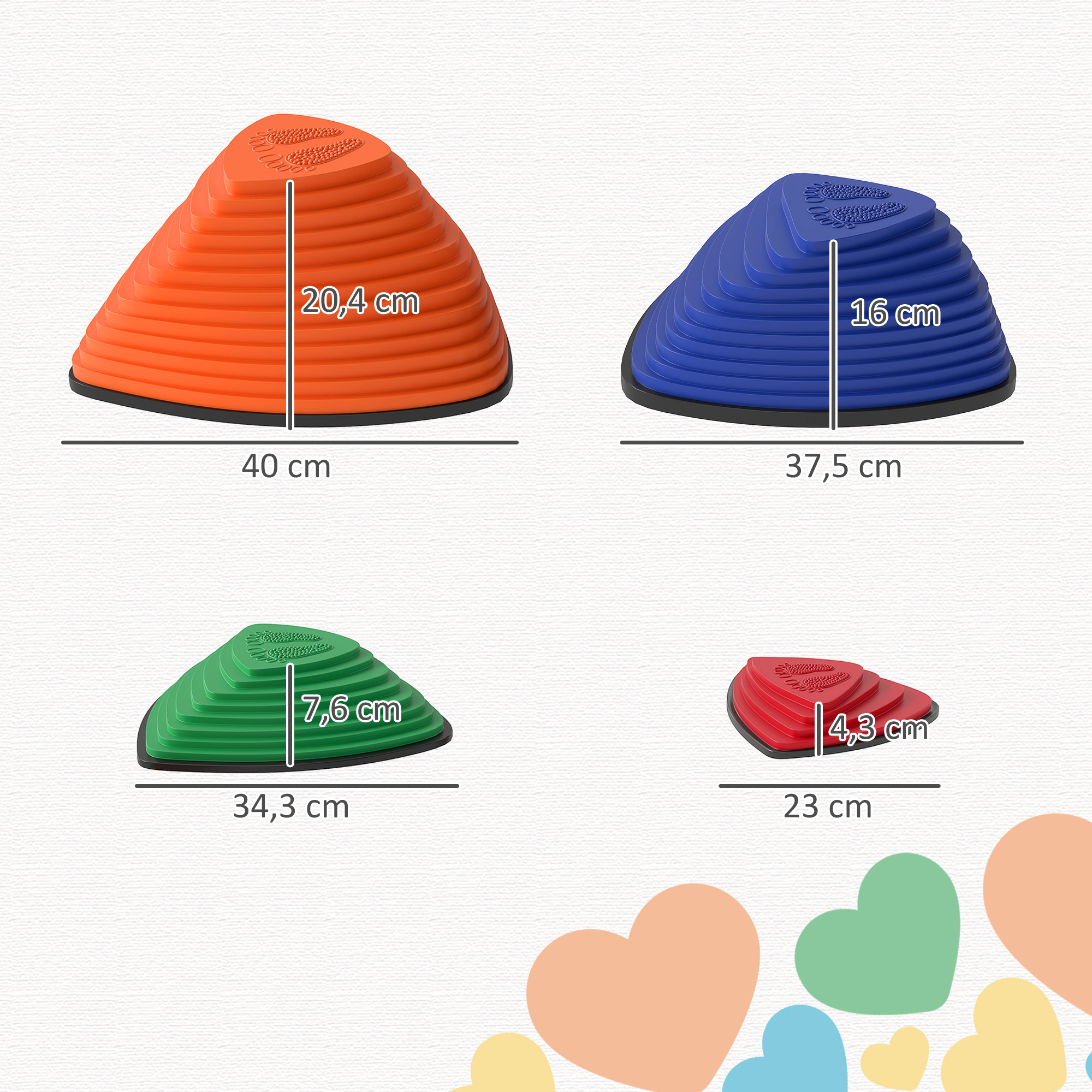 9-osaline tasakaalukivide komplekt, libisemiskindel, mitmevärviline, 80 kg