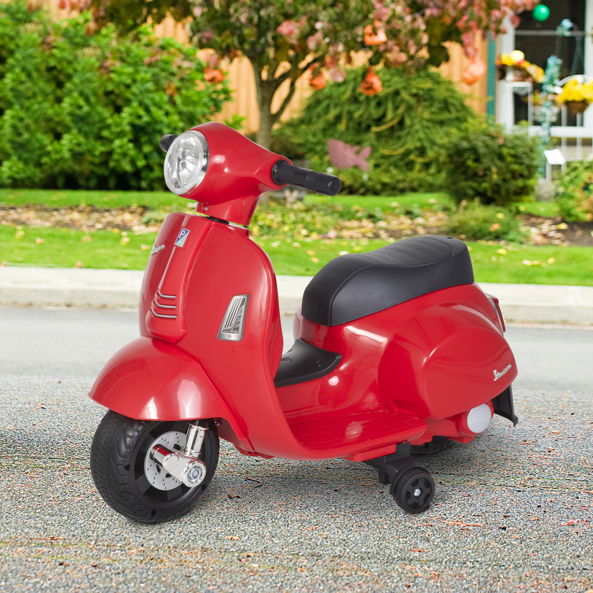 Litsentseeritud laste elektriline mootorratas VESPA, punane, 66,5 x 38 x 52 cm