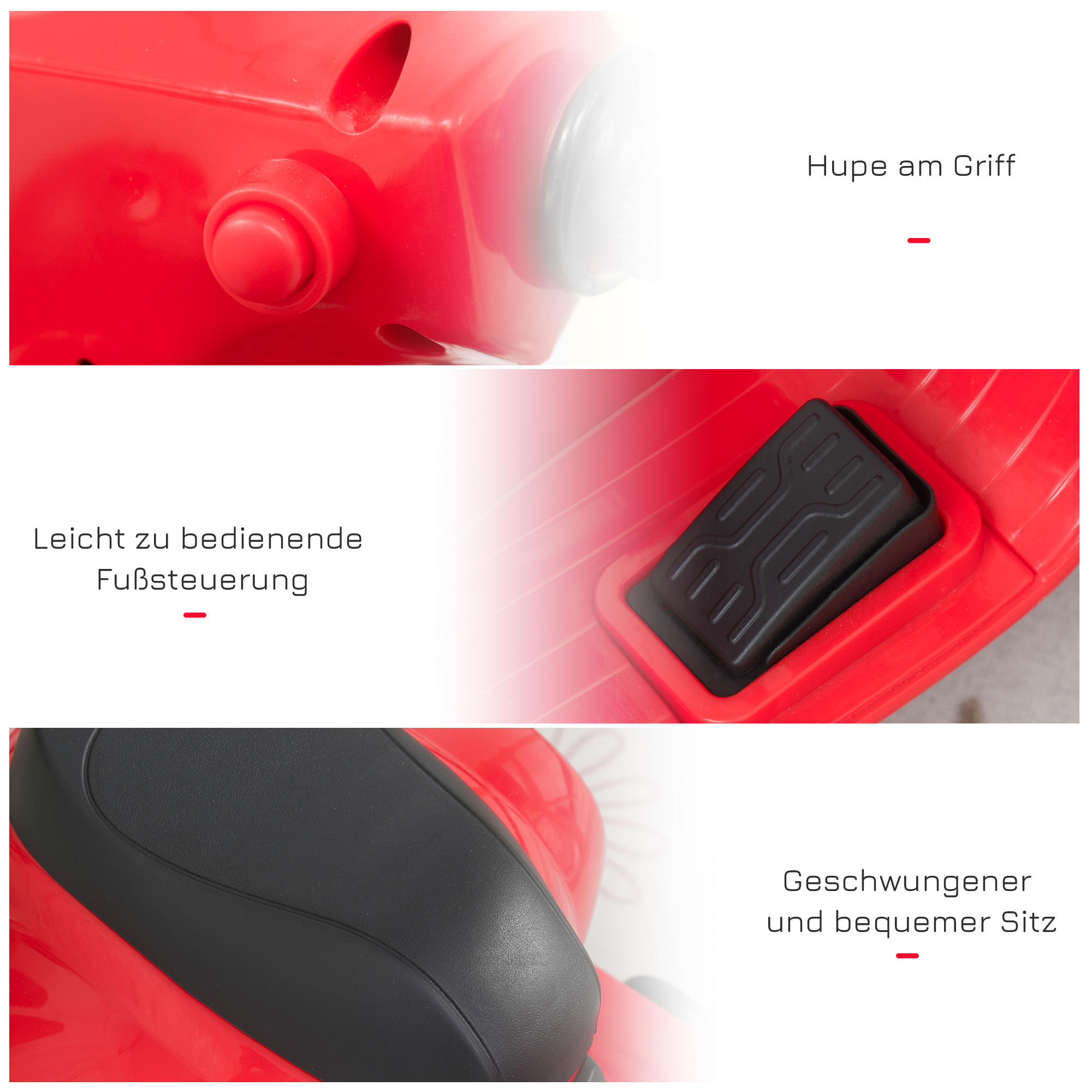 Litsentseeritud laste elektriline mootorratas VESPA, punane, 66,5 x 38 x 52 cm
