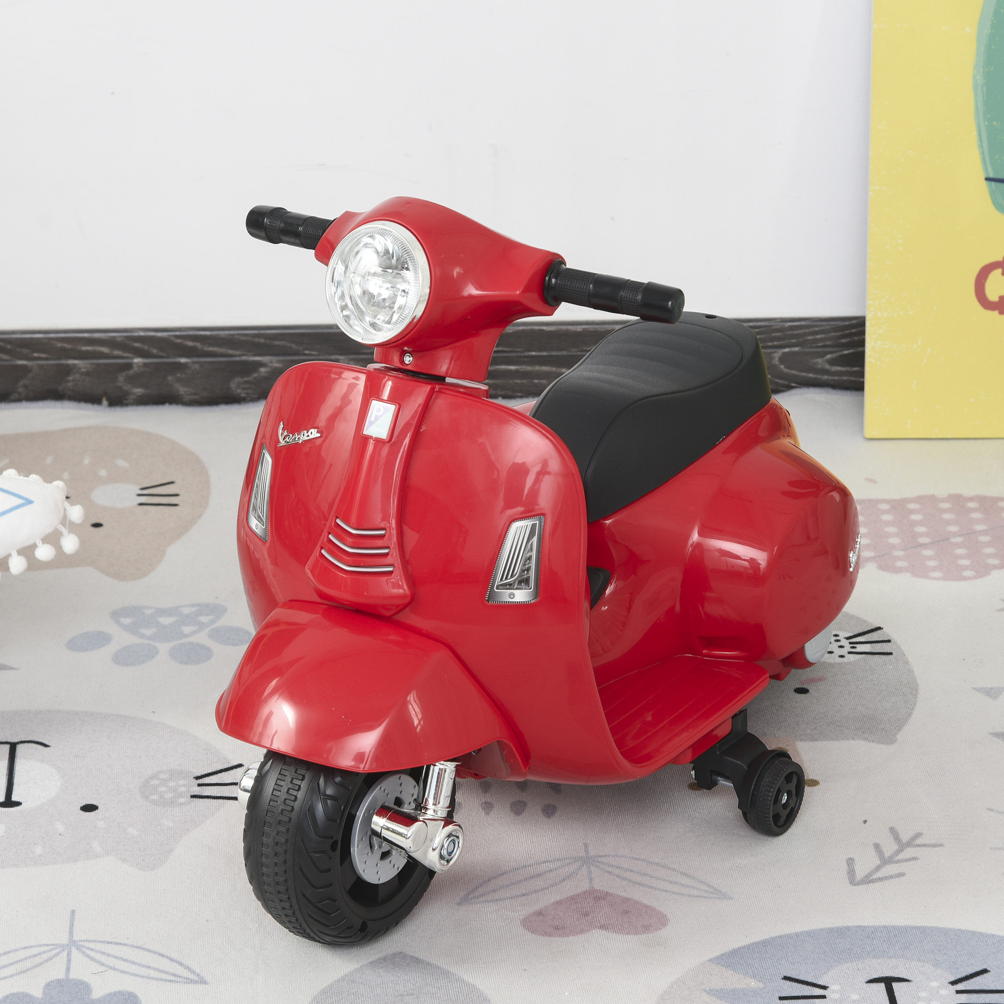 Litsentseeritud laste elektriline mootorratas VESPA, punane, 66,5 x 38 x 52 cm