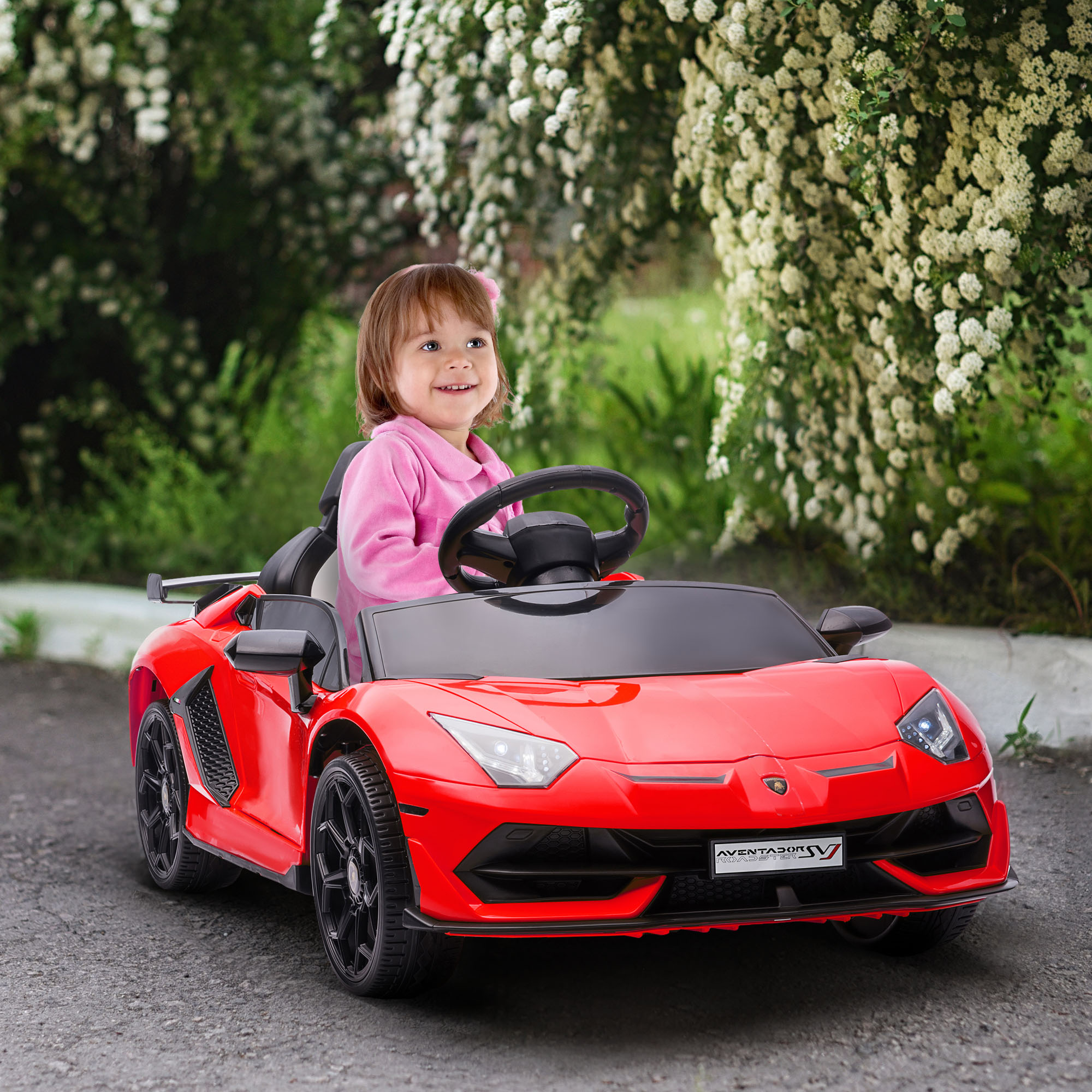 Elektriline lasteauto Lamborghini Aventador SVJ Roadster, punane, 107,5 x 64,5 x 47 cm