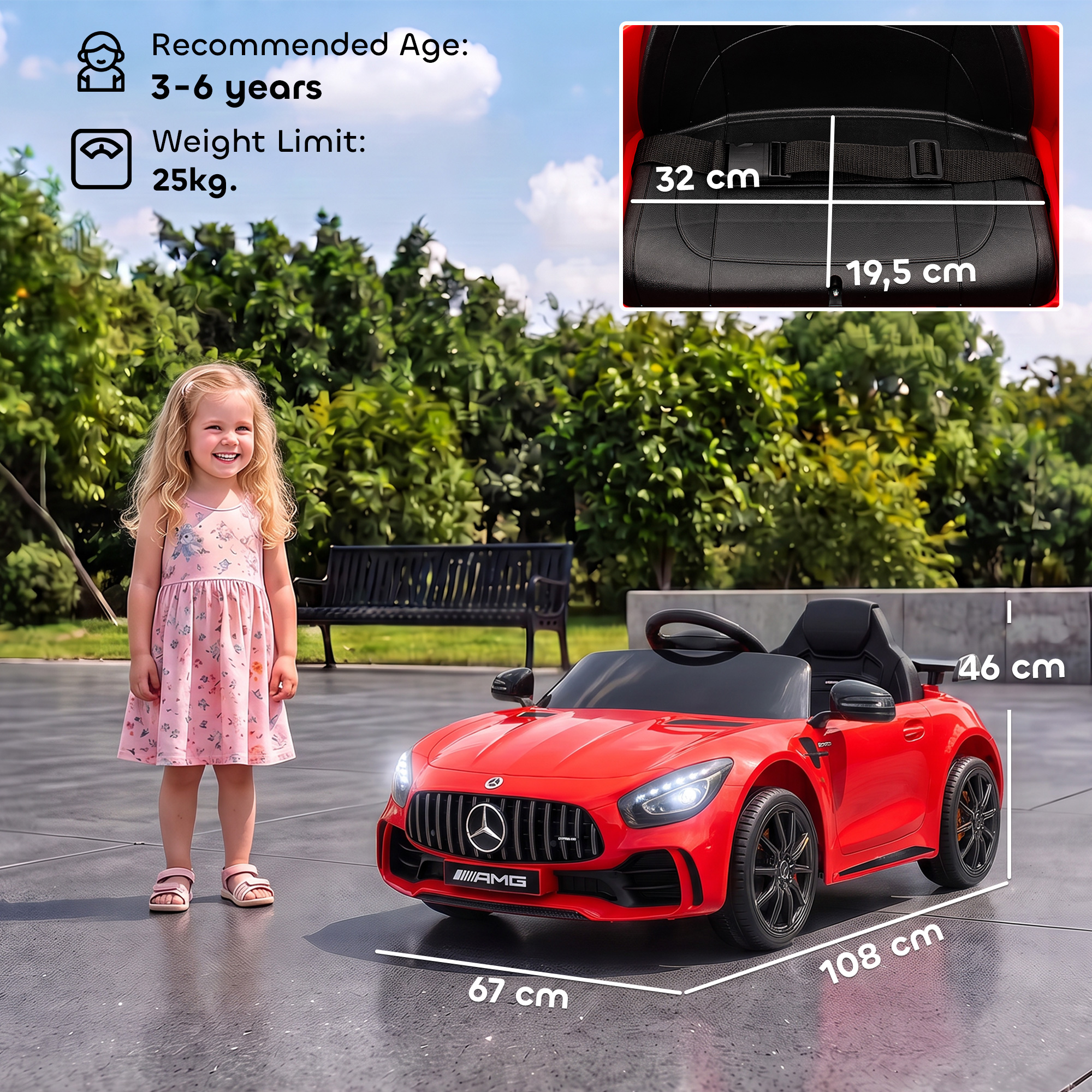 Elektriline lasteauto Mercedes-Benz AMG GTR, punane, 108 x 67 x 46 cm, 12V