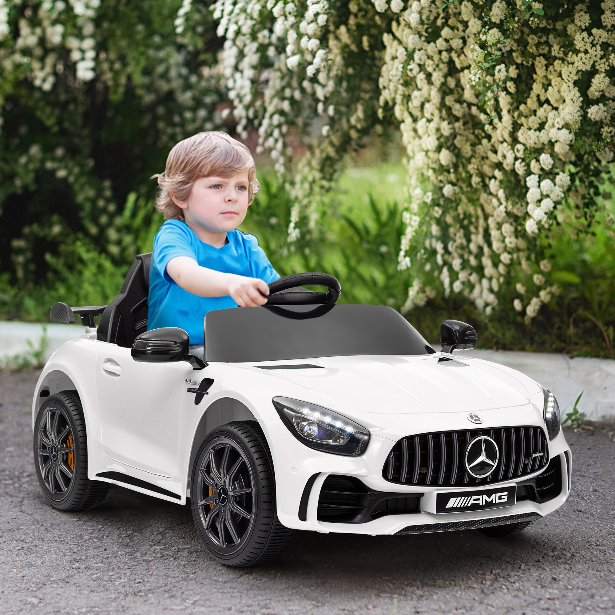 Laste elektriauto Mercedes-Benz AMG GTR, valge, 12 V, 3-5 km/h